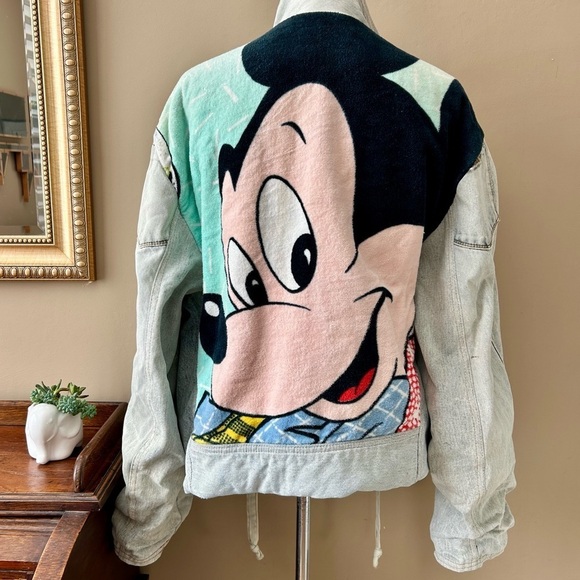 90's Vintage Guetta Brothers Too Cute Disney Mickey Mouse Denim Jean Jacket - Picture 8 of 14